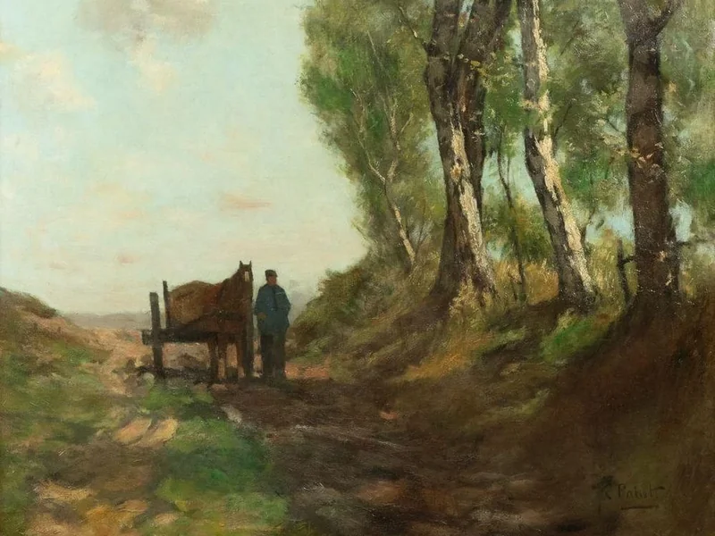 1853-Johannes Cornelis Pabst - Paesaggio con carretto